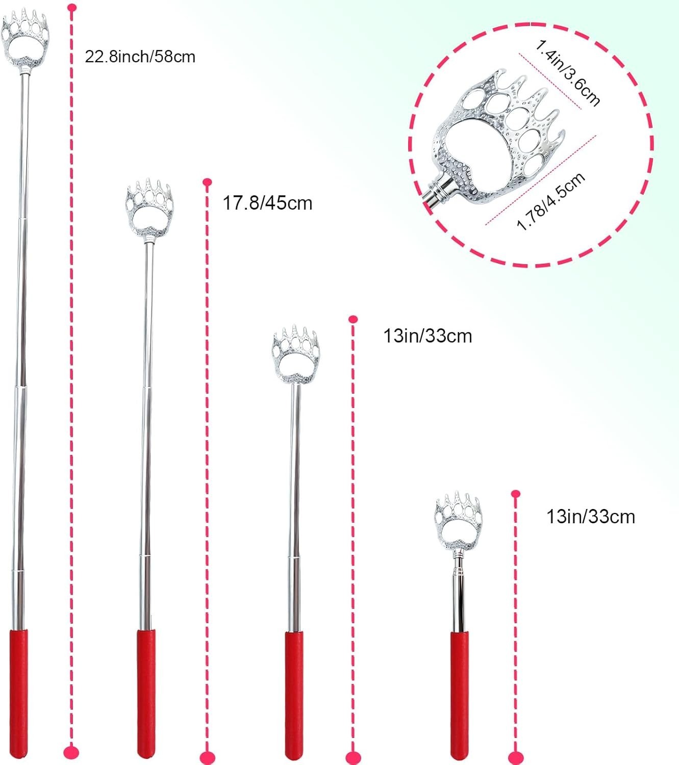 2 Pcs Extendable Metal Bear Paw Back Scratchers – Ideal Christmas Gifts