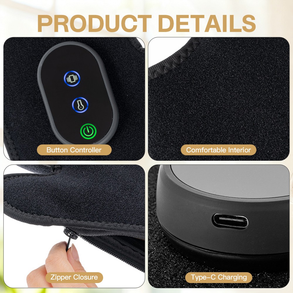 Cordless Heated Red Light Hand Massager w/3 Heat & Vibration Therapy Pain Relief