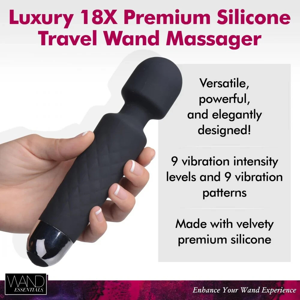18X Luxury Silicone Travel Vibrating Massage Wand Massager USB Rechargeable Esse