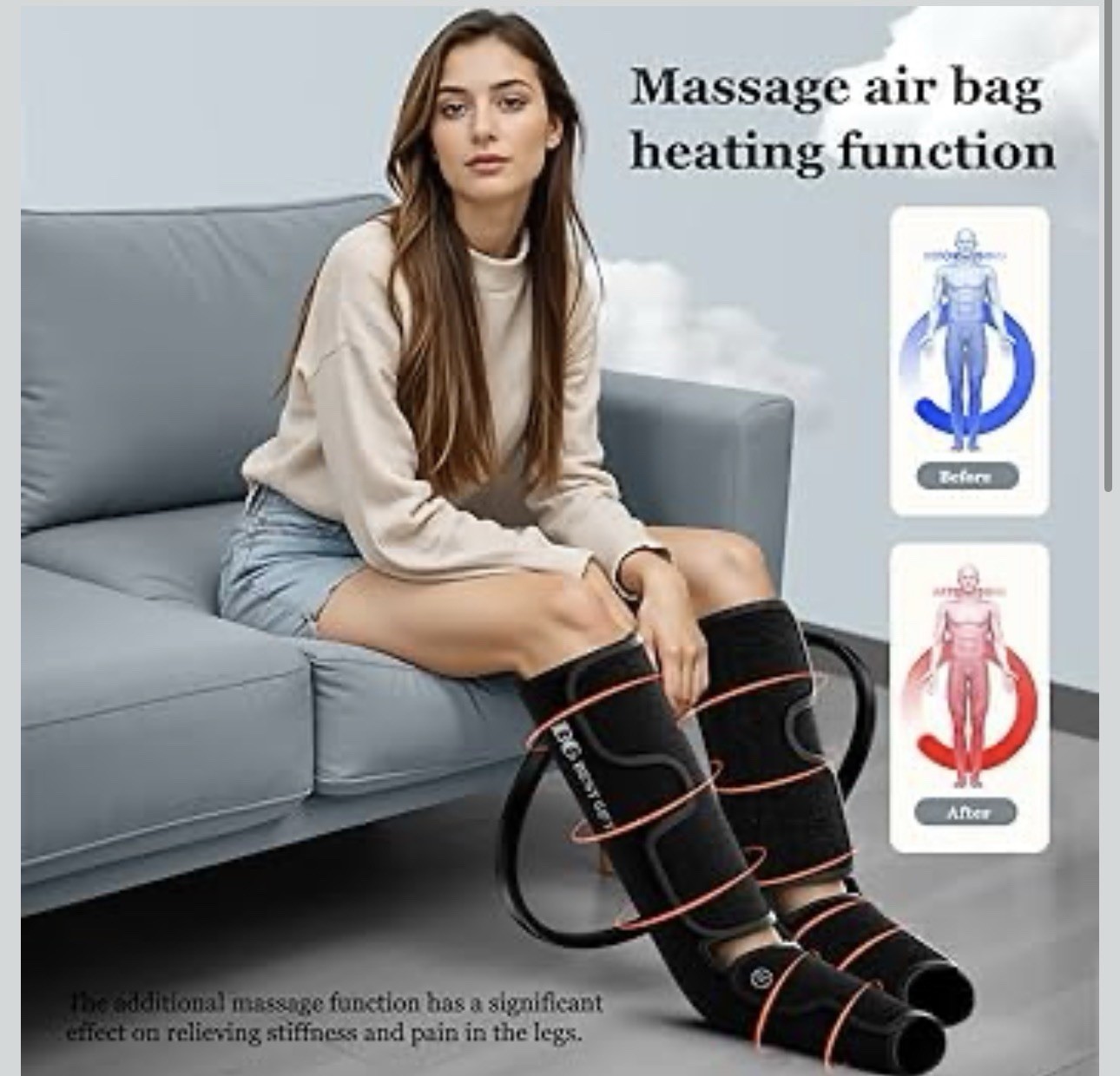 Air Compression Massager with Heat for Foot, Leg, Calf, Thigh, Knee