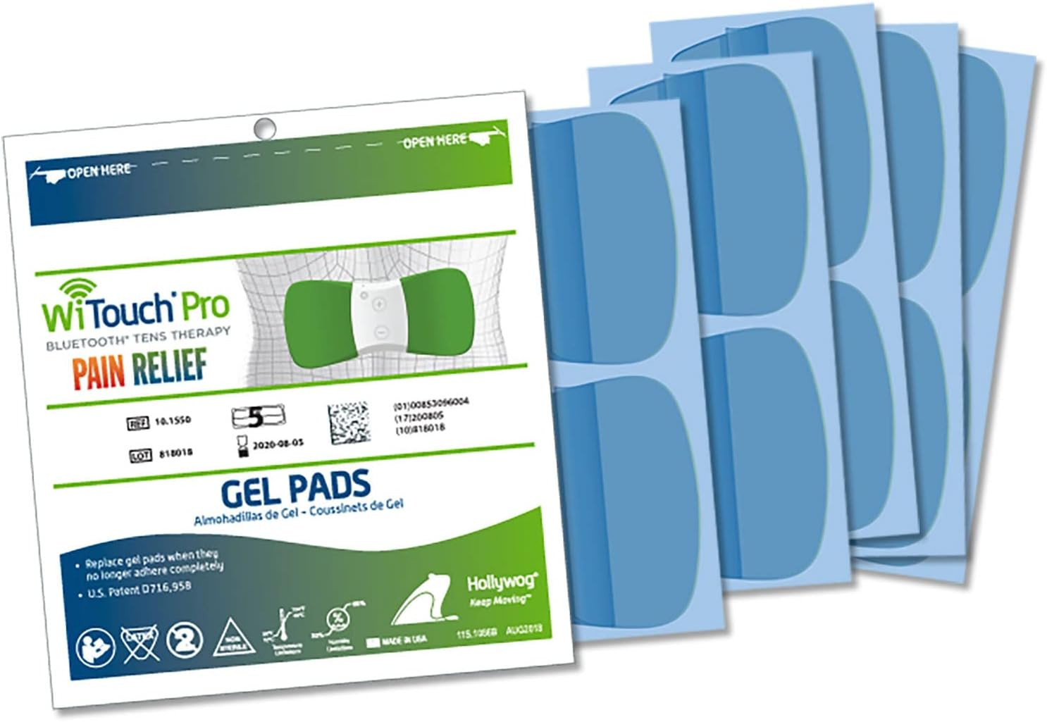 Hollywog TENS Unit Replacement Gel Pads, Witouch Pro & Aleve Direct Therapy TENS