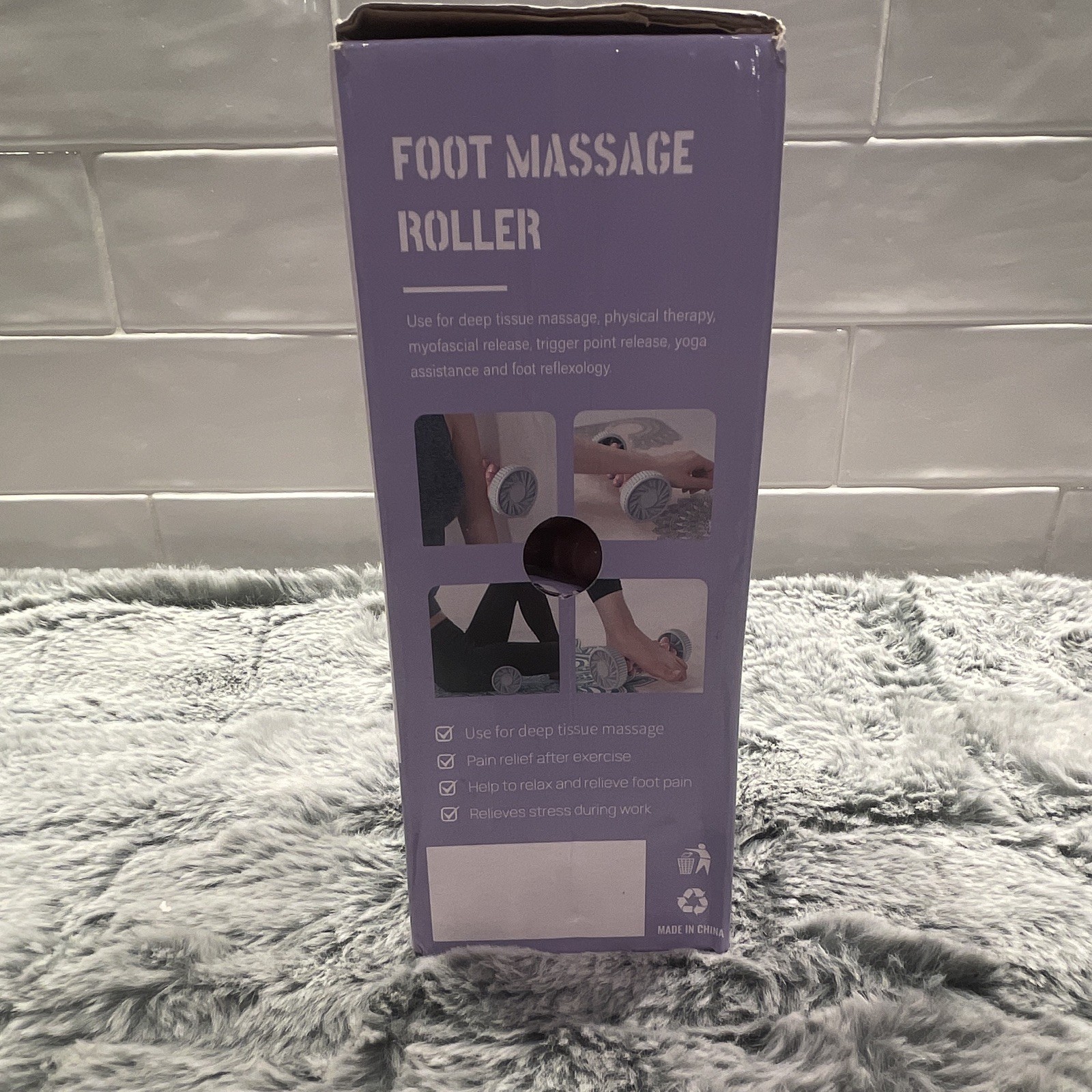 D1 Foot Massage Roller Manual Deep Tissue Pain Relief Purple/White Plastic