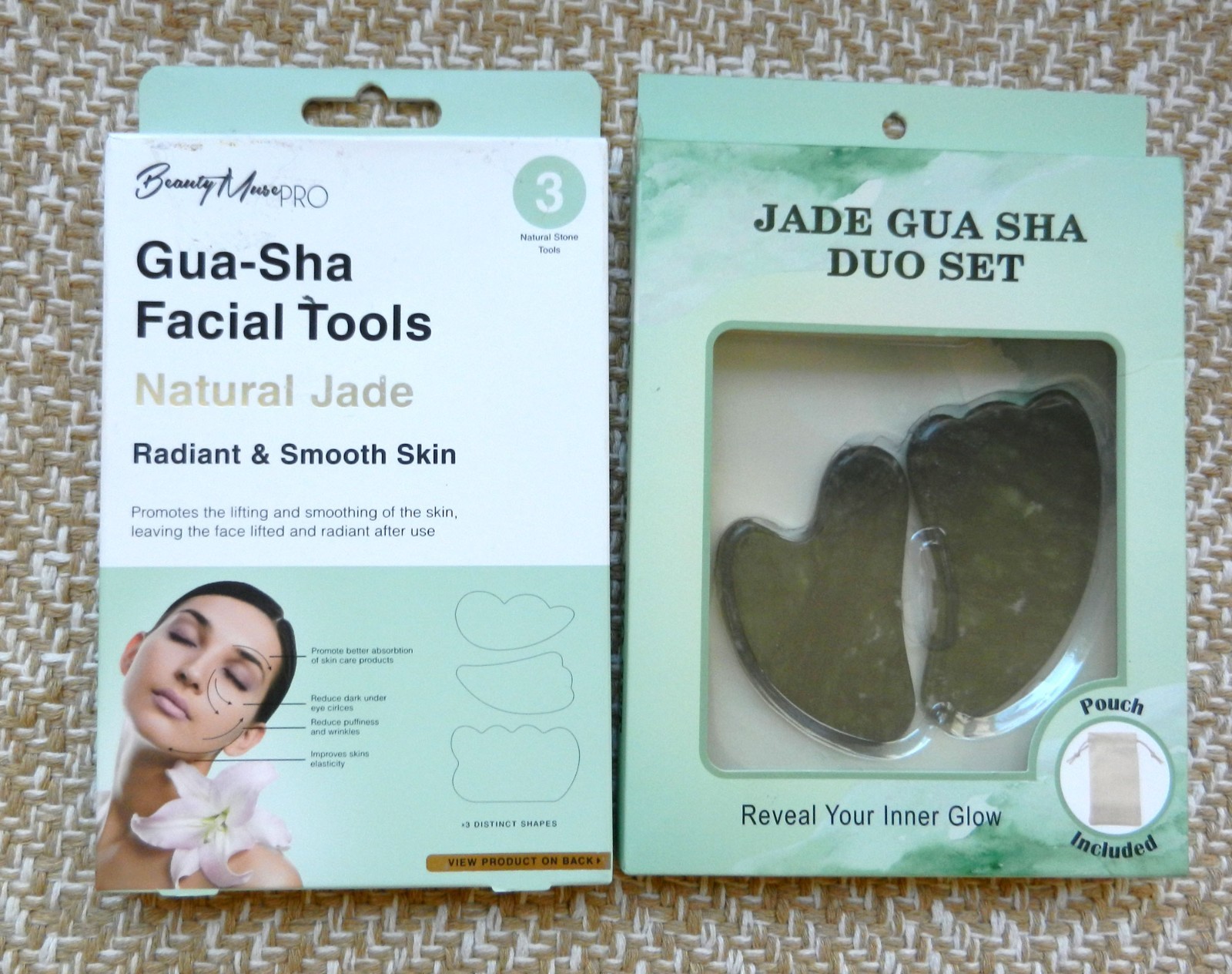New (2) Packages JADE GUA SHA DUO SET Massager