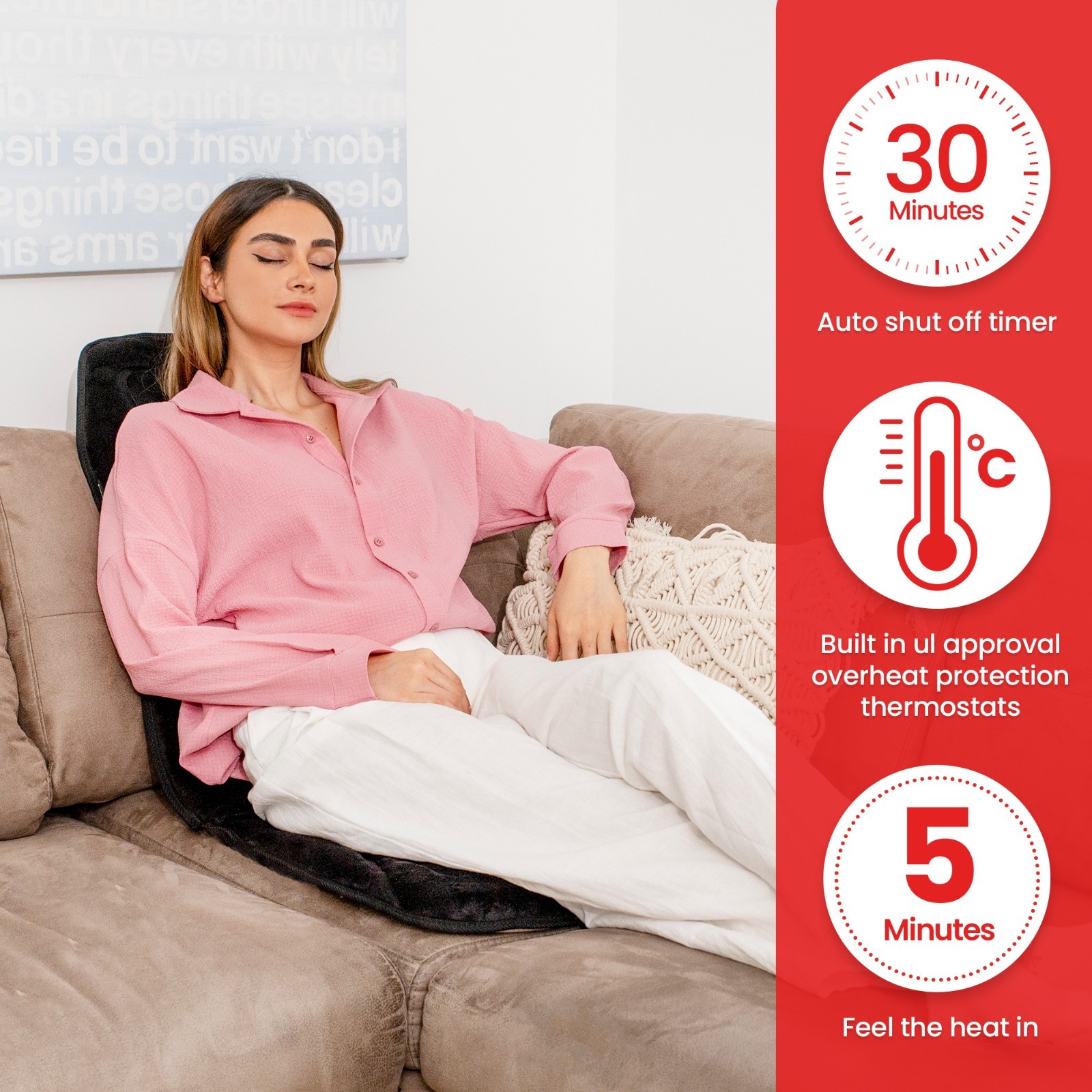COMFIER Massage Seat Cushion with Heat,Back Massager,10 Vibration Motors,Gray