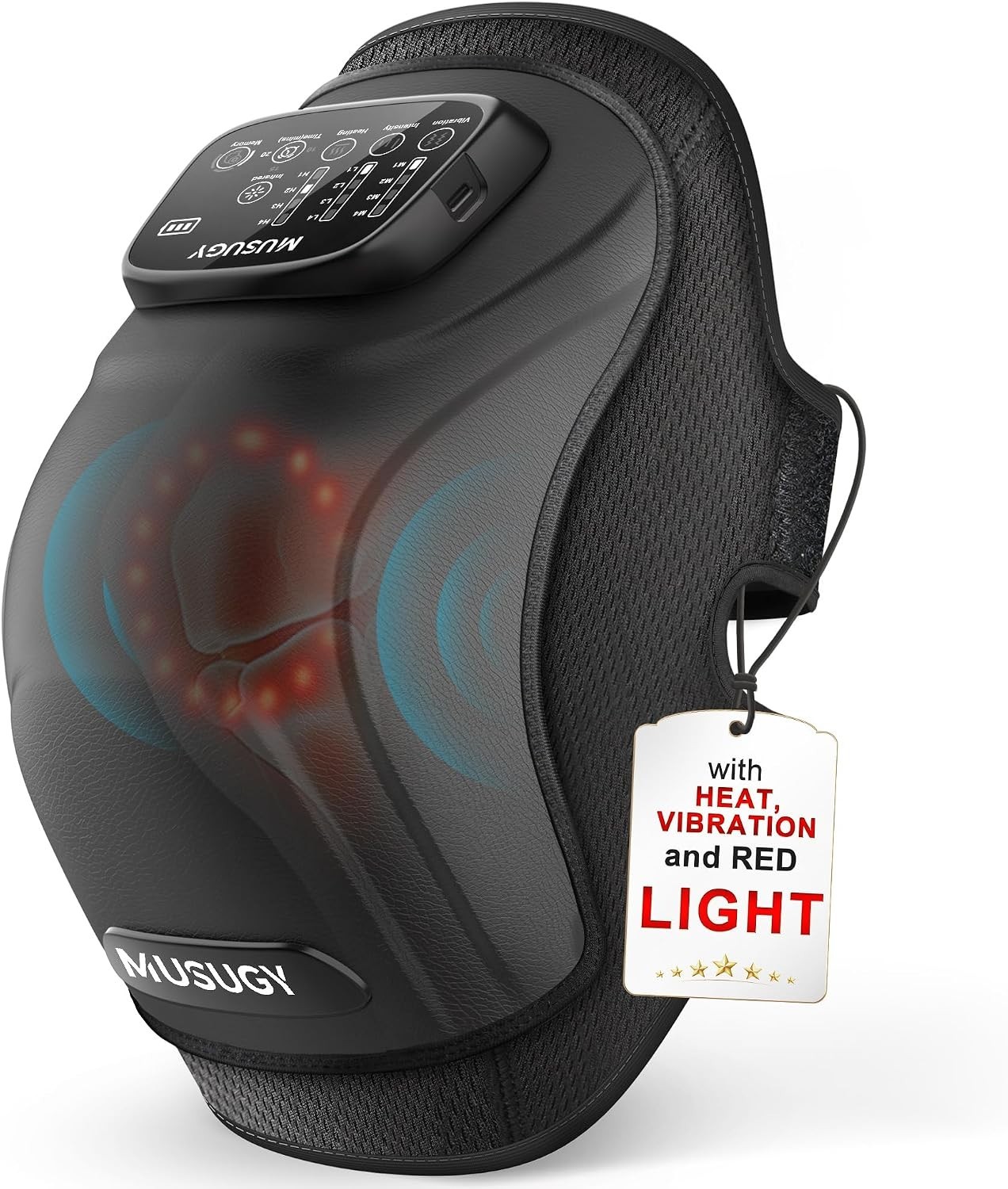 Knee Massager w/ Heat and Red Light Therapy-4 Vibration Massage-4 Heating Levels