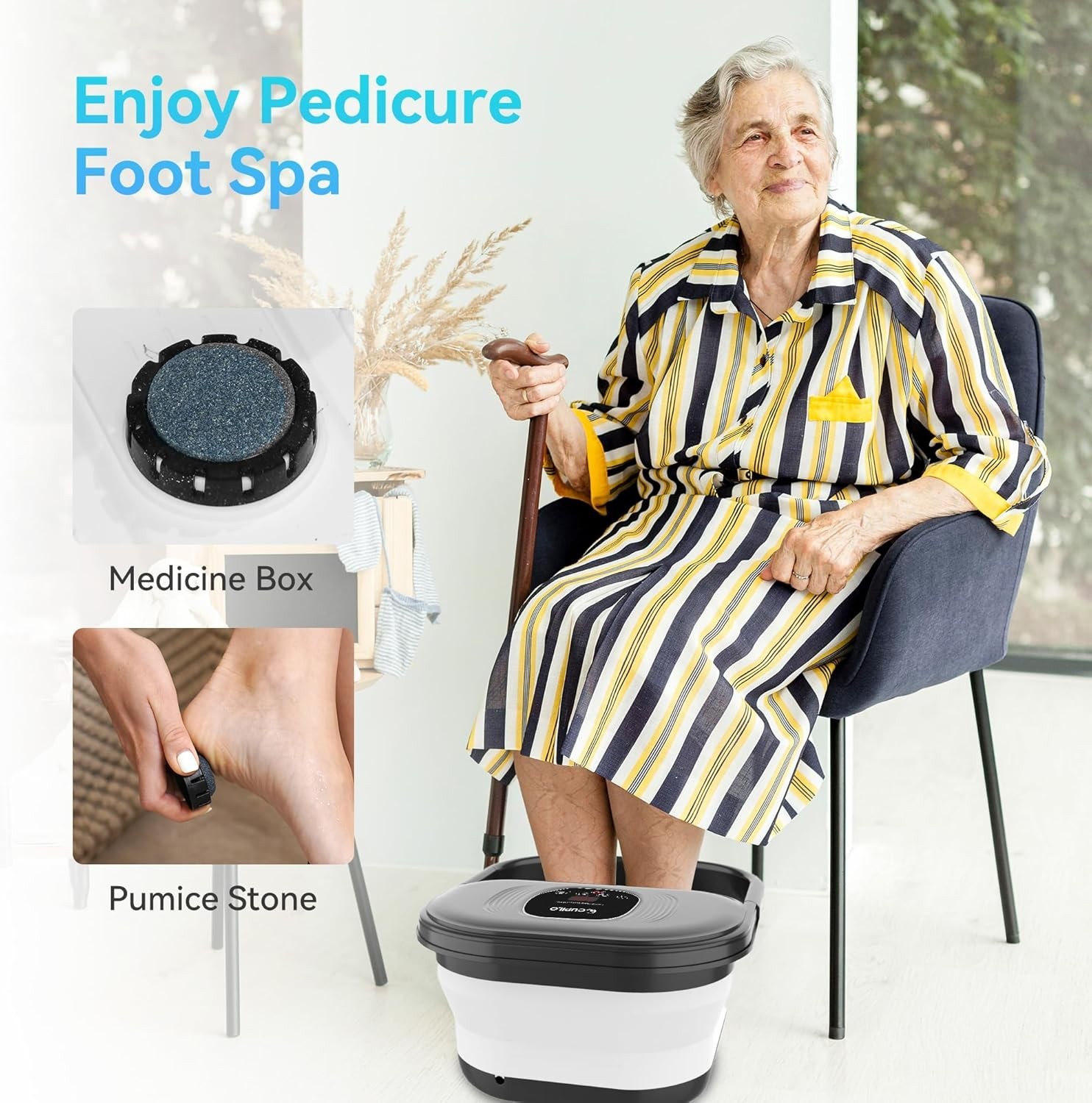 Masajeador de pies tipo spa con calor, bañera de hidromasaje plegable burbujas