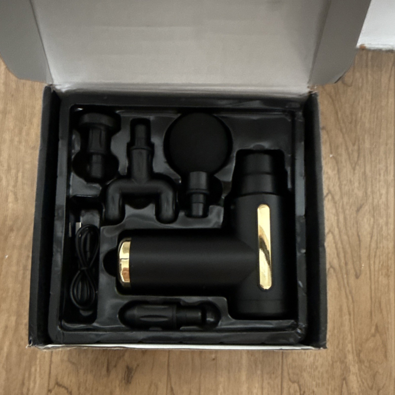 Massage Gun Rechargeable Cordless 4 Heads Percussion ABS Black Gold BX-720