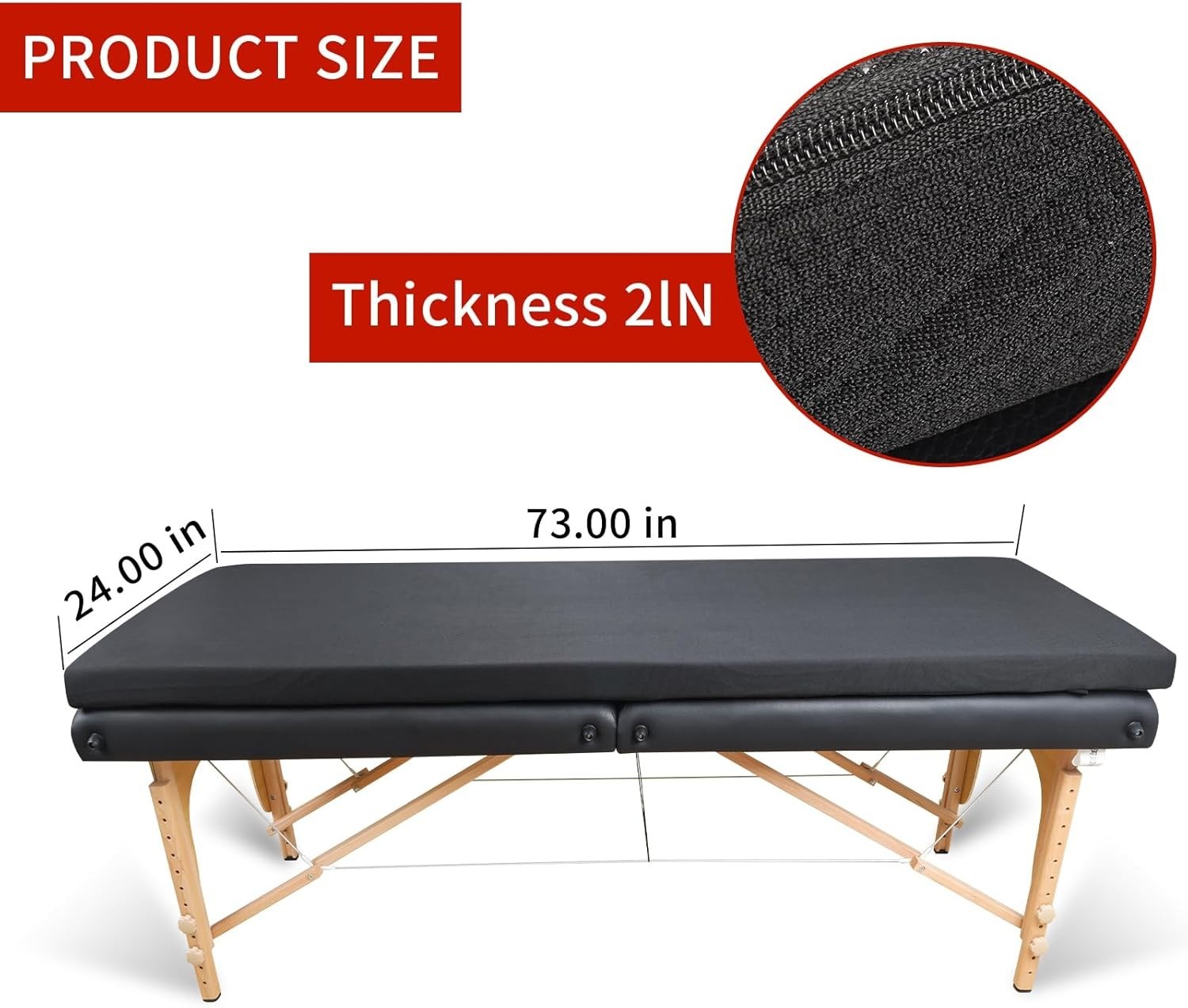 Non-Slip 2-Inch Thick Memory Foam Massage Topper – 73x24x2 inch for Relaxation
