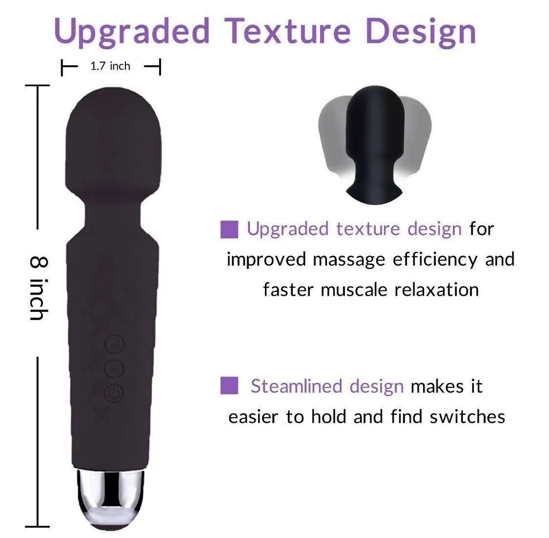 Mini Multi-Speed Magic Massager Wand Massage Powerful Full Body USB Rechargeable