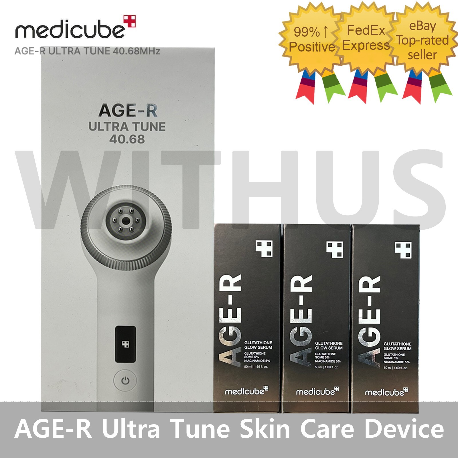 Medicube AGE-R Ultra Tune 40.68 Skin Care Device w/Glutathione Glow Serum*3ea