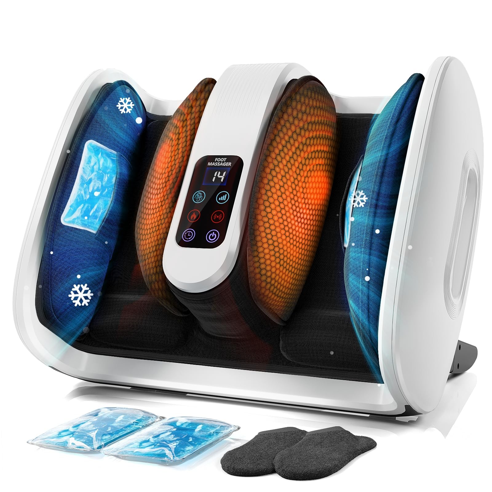 Foot Massager with Heat & Ice Therapy, Shiatsu Foot Massager with Compression…