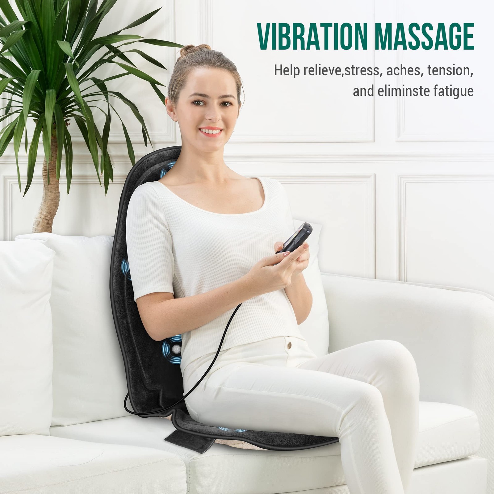 Snailax Back Massager with Heat, Memory Foam Chair Massage Pad, 5 Massage Mo…