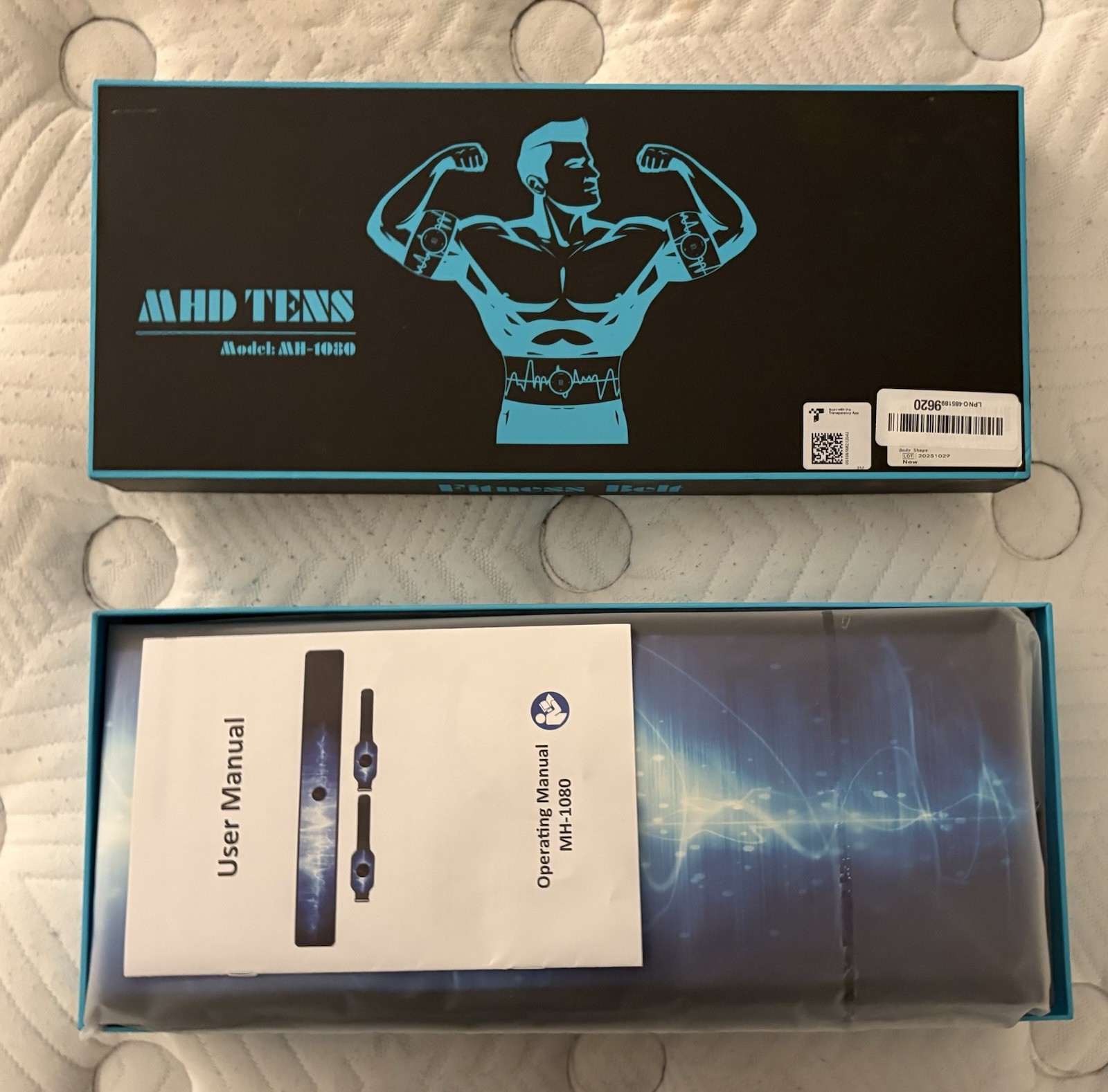 New In Box MHD TENS AM-1030 Circulation Massager for Arm Abdomen Black Blue