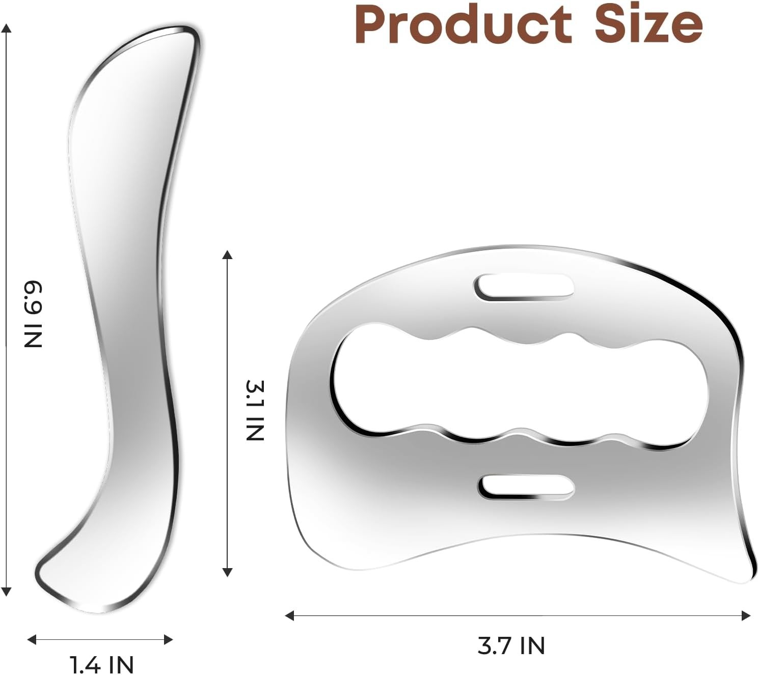 Stainless Steel Muscle Scraper Set – 2-in-1 Gua Sha Body Tools