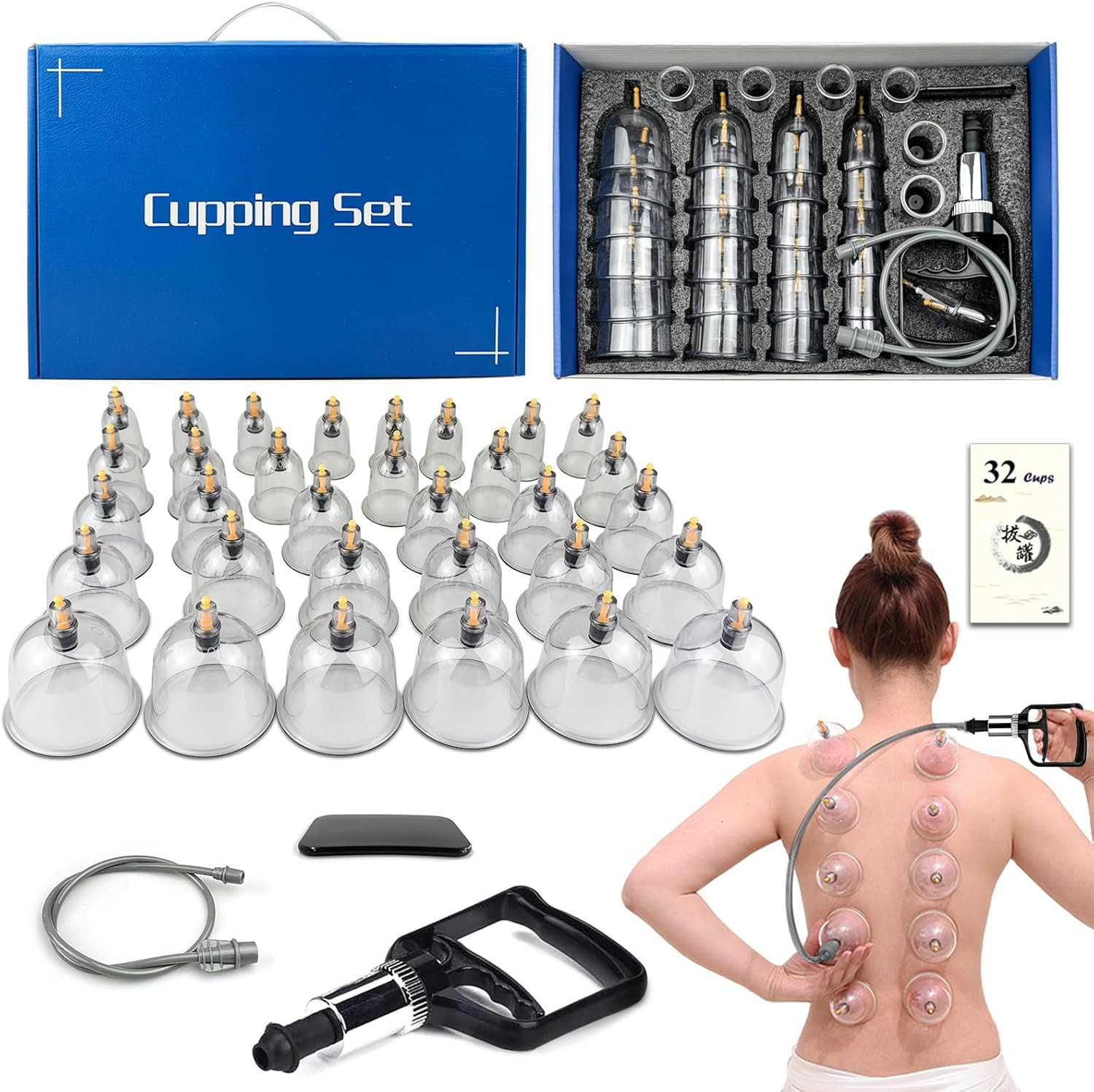 19 Cups Cupping Set with Pump Back Massage Pain Relief Physical Therapy Silicone