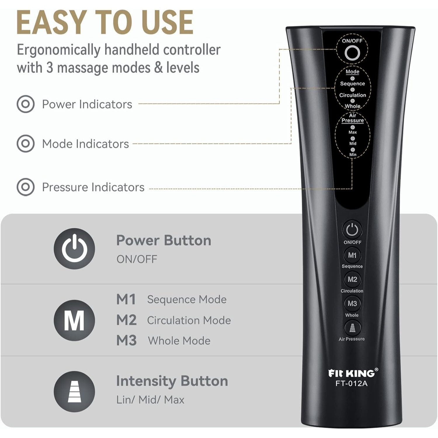 FIT KING Foot & Leg Massager for Circulation and Relaxation Hand-held Controller