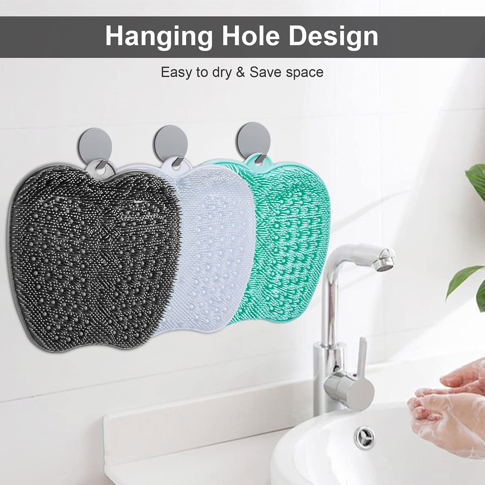 HONYIN XL Large Shower Foot Scrubber Mat with NonSlip Suction Cups