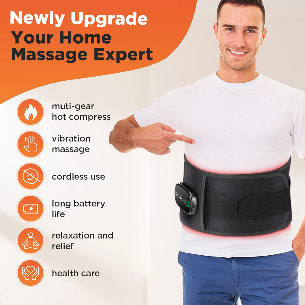 Heated Lower Back Brace for Back Pain Relief, Back Belt with Heating Vibrating