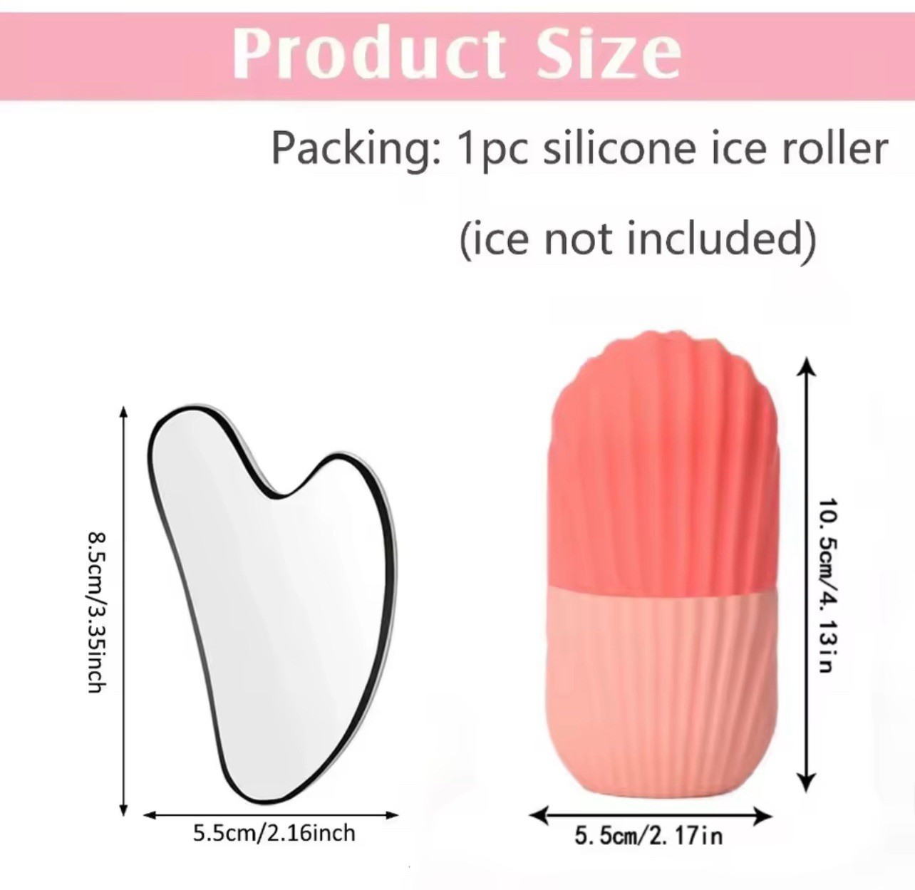 Silicone Metal Ice Roller & Gua Sha Face Massager Set, Multicolor