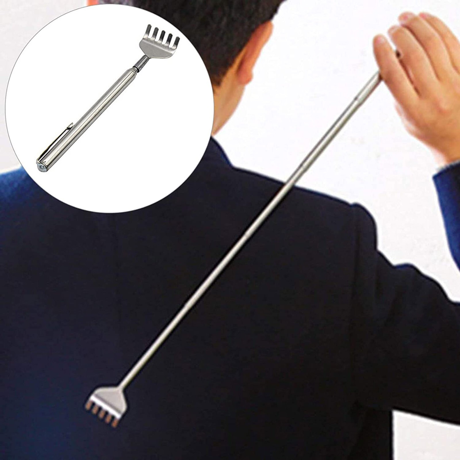 Metal Stainless Steel Back Scratcher Telescopic Extendable Claw Extender QW US