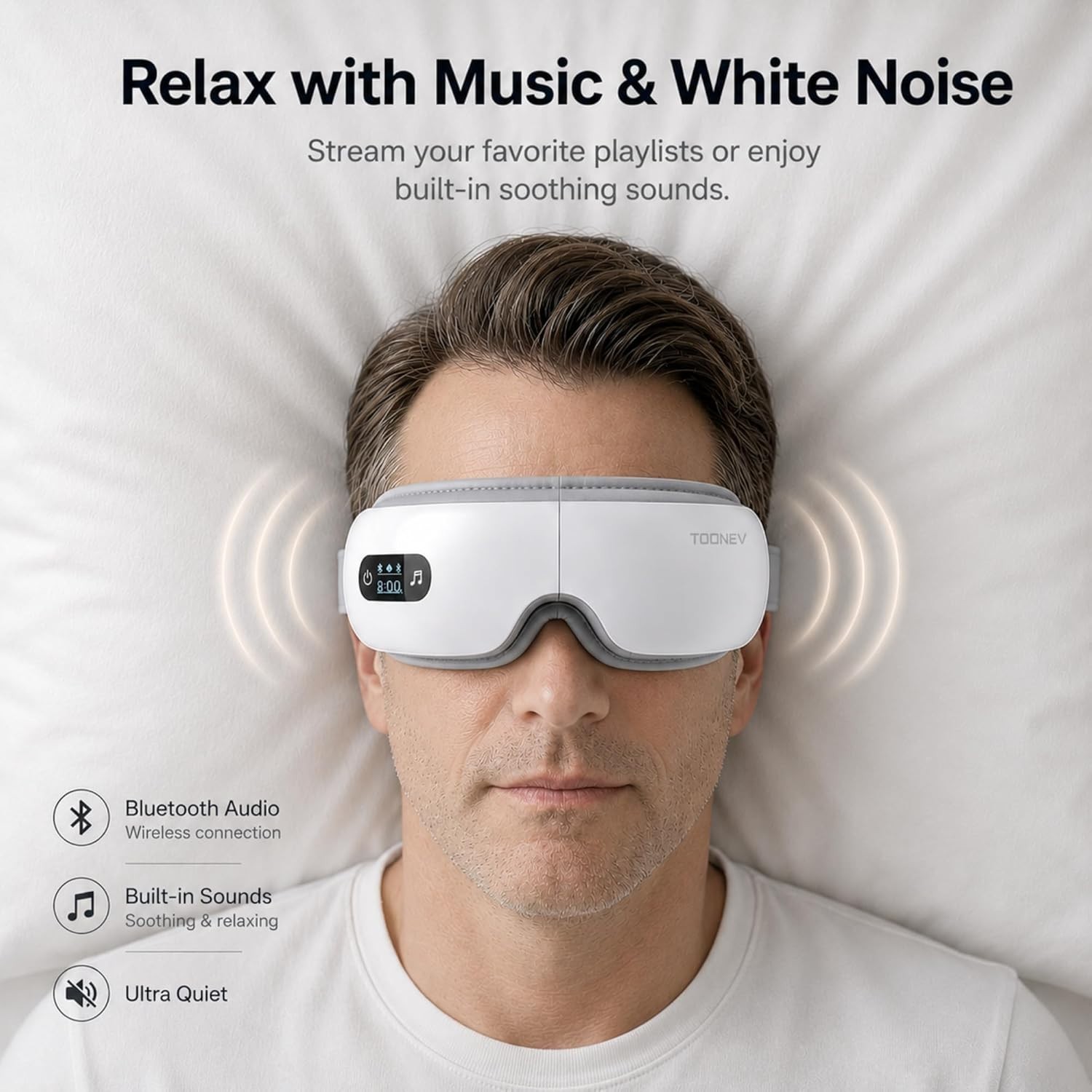 Eye Massager with Heat Bluetooth Music Rechargeable Foldable Eye Care Device