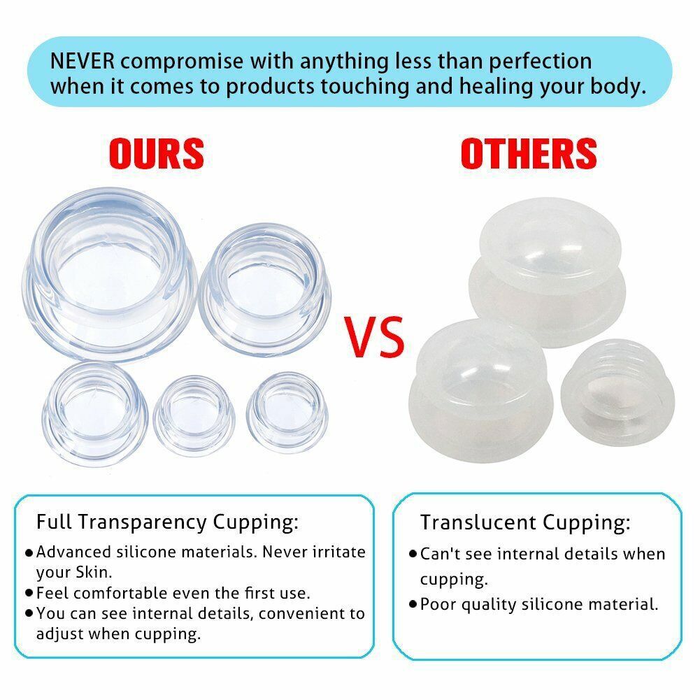 2-4 Cups Cupping Therapy Set Silicone Suction Massage Pain Relief For Face Body
