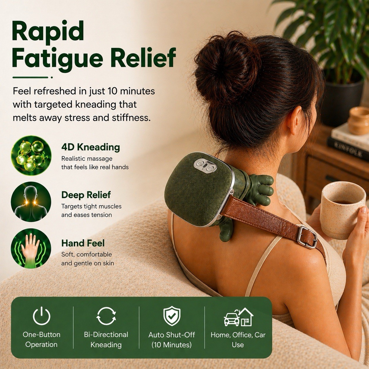 KAYNAT 4D Kneading Bionic Heated Neck and Shoulder Massager with Fingers