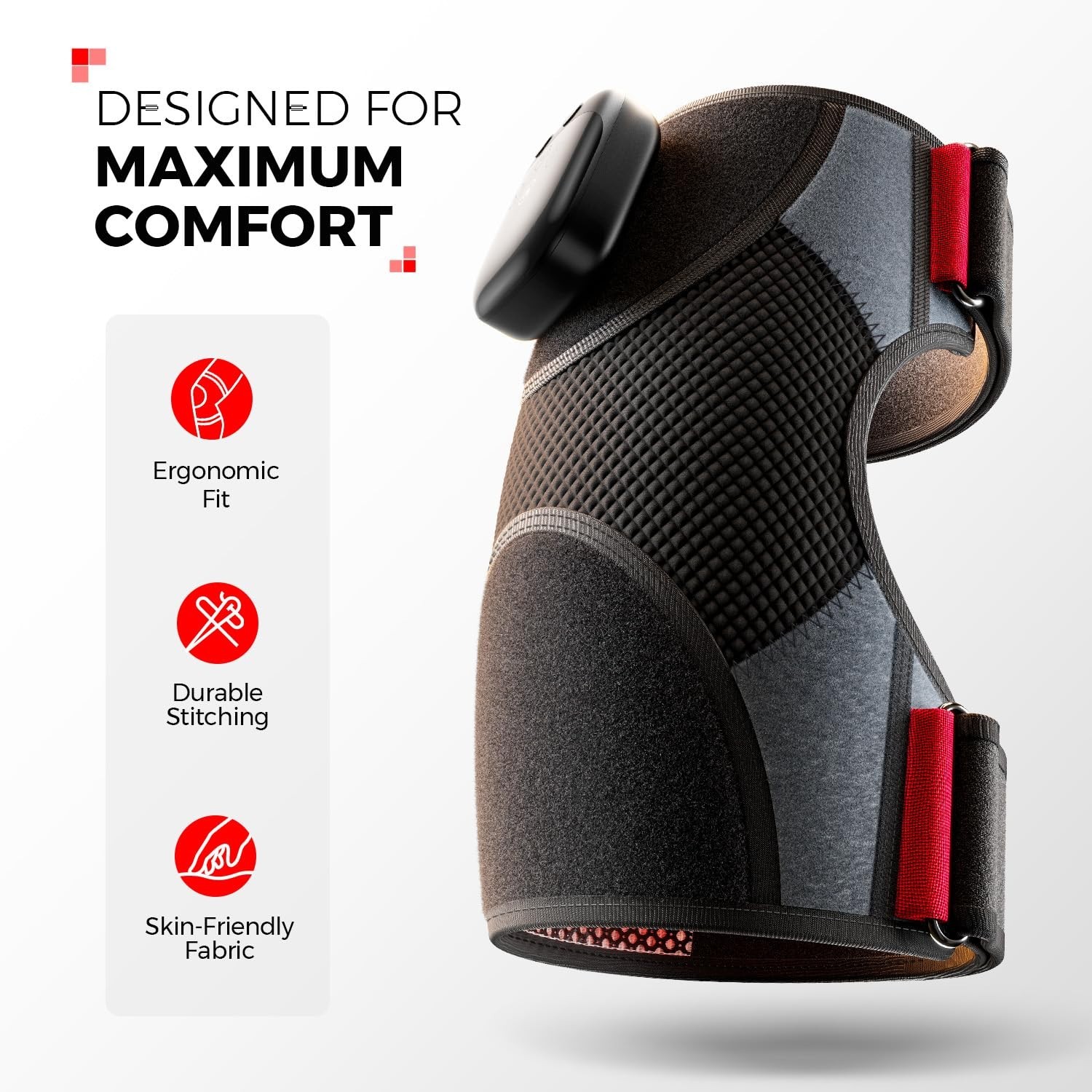 Cordless Heated Knee Massager with Heat & Vibration, 72 Red Lights, 5000mAh
