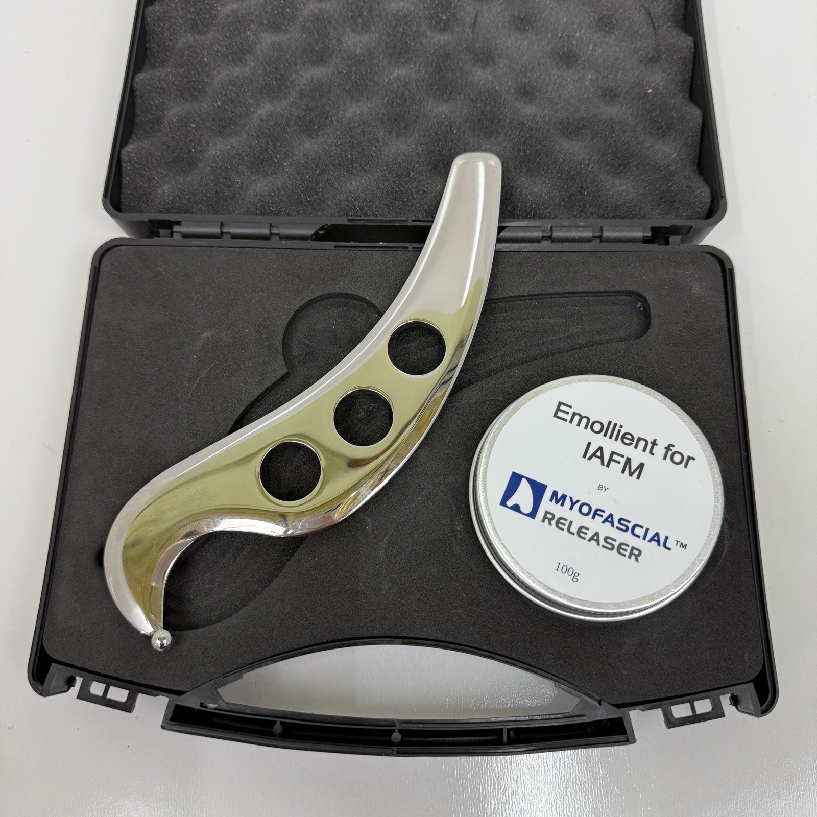 Stainless Steel Myofascial Releaser In Hard Case With Emollient