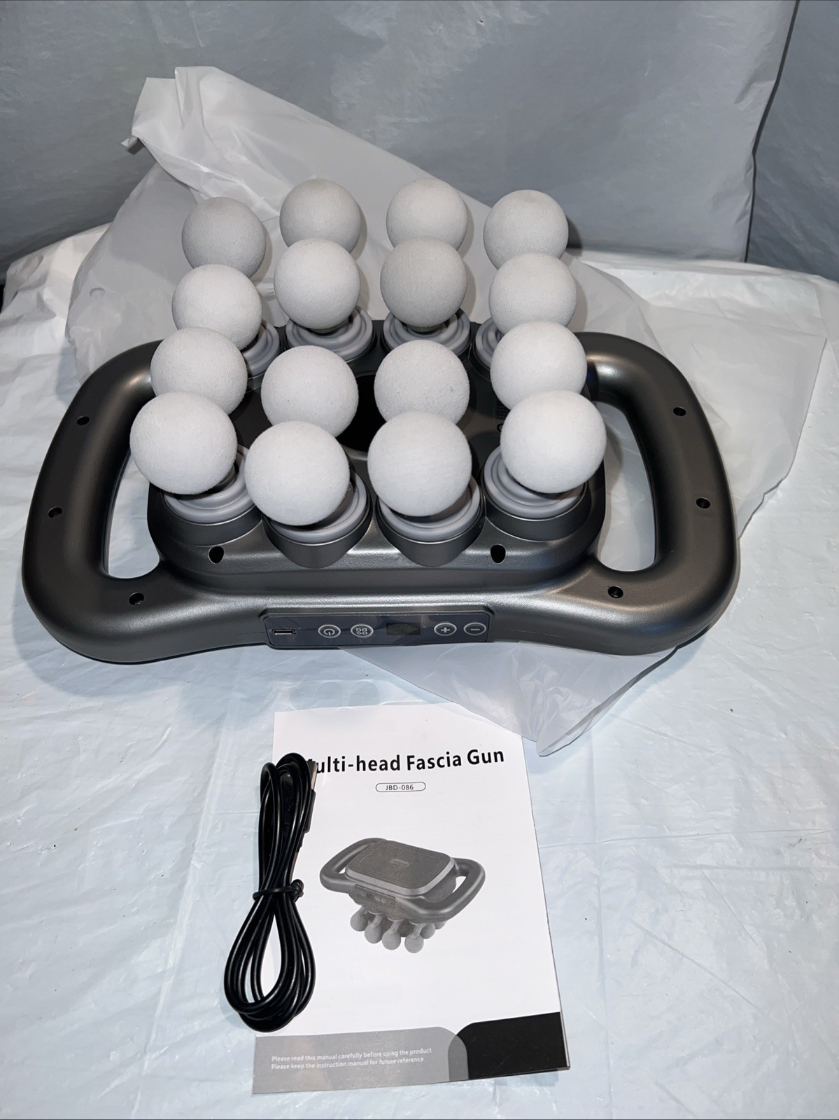 16-Head Deep Tissue Massage Gun with Red Light Therapy, 9-Speed Body Massager