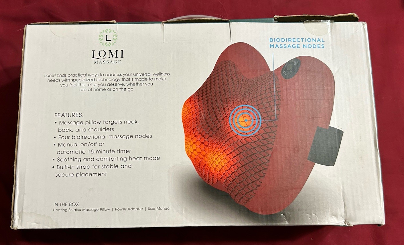Lomi Heating Shiatsu Massage Pillow Deep Kneeding Massage Nodes Soothes Muscles