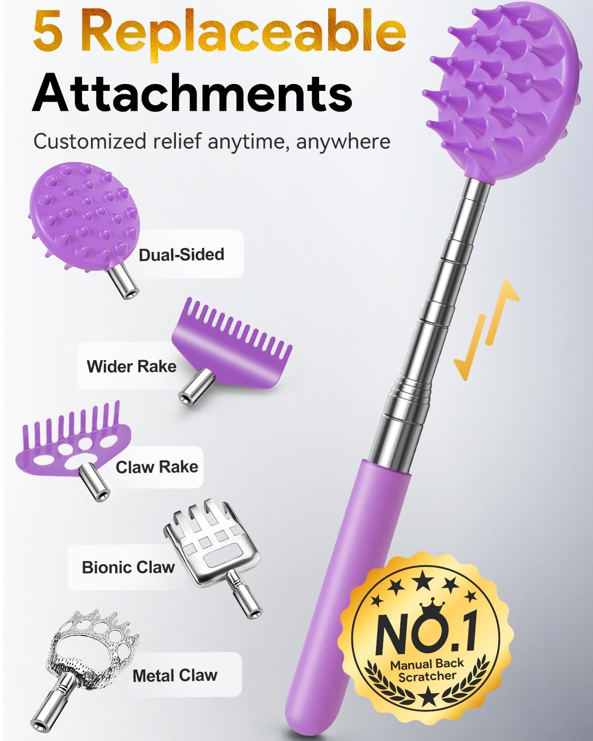 Telescoping Back Scratcher with 5 Detachable Scratching Heads, Valentines Day…