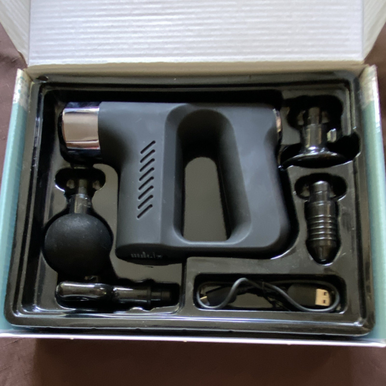 The Spring Shop KH-740 Massage Gun Black Cordless Rechargeable 4 Heads