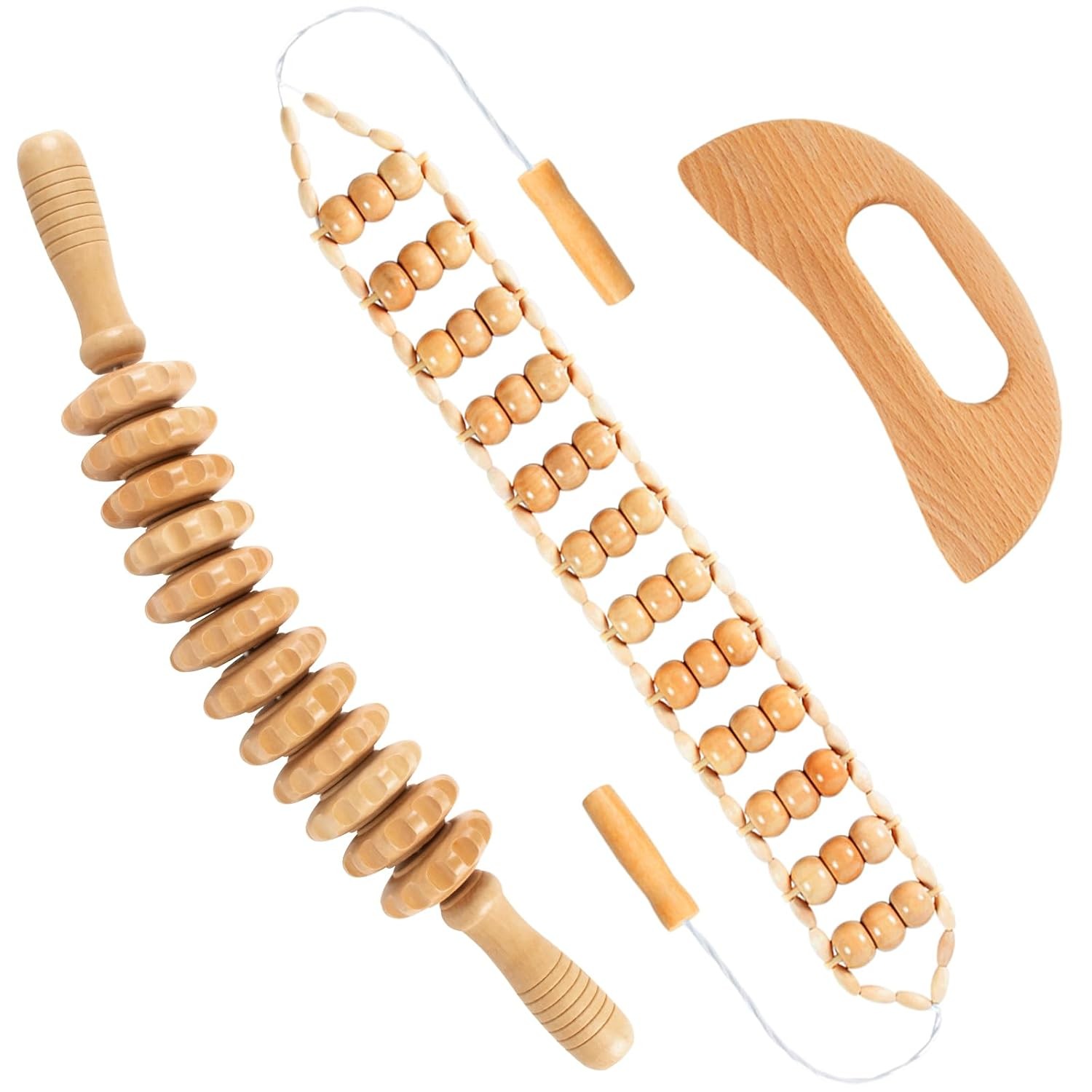 Wood Therapy Massage Tools 3 in 1 Maderoterapia Kit Lymphatic Drainage Massager
