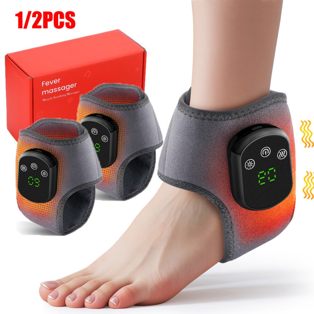 2x Electric Foot Ankle Massager Heating Vibration & Hot Compress Pain Relief