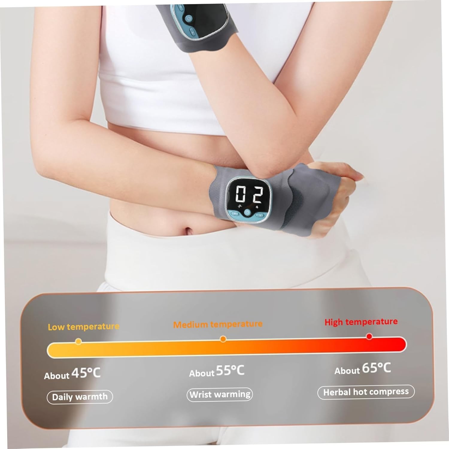 1 Pc Hand Massager, Wearable Wrist Massager 5 Massage Modes, 9 Intensitys Levels