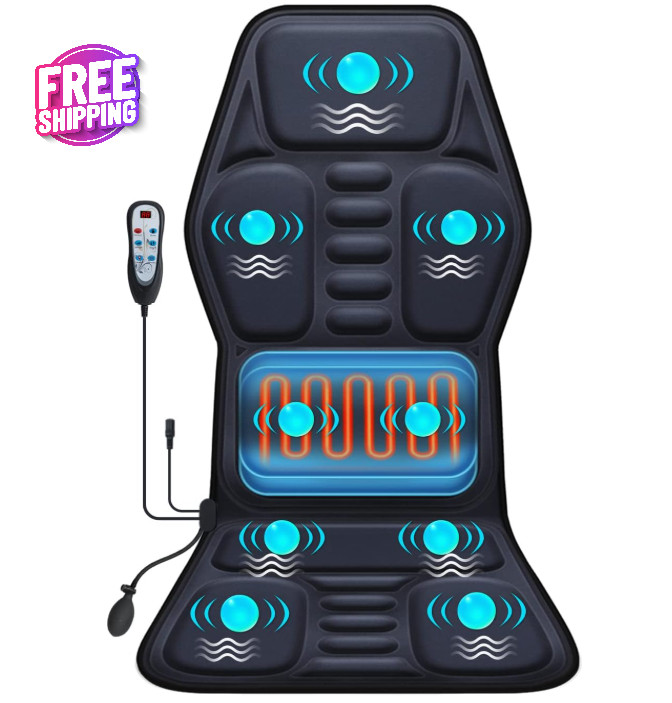 Massage Seat Cushion with Heat, 9 Modes, Lumbar Support for Home/Office