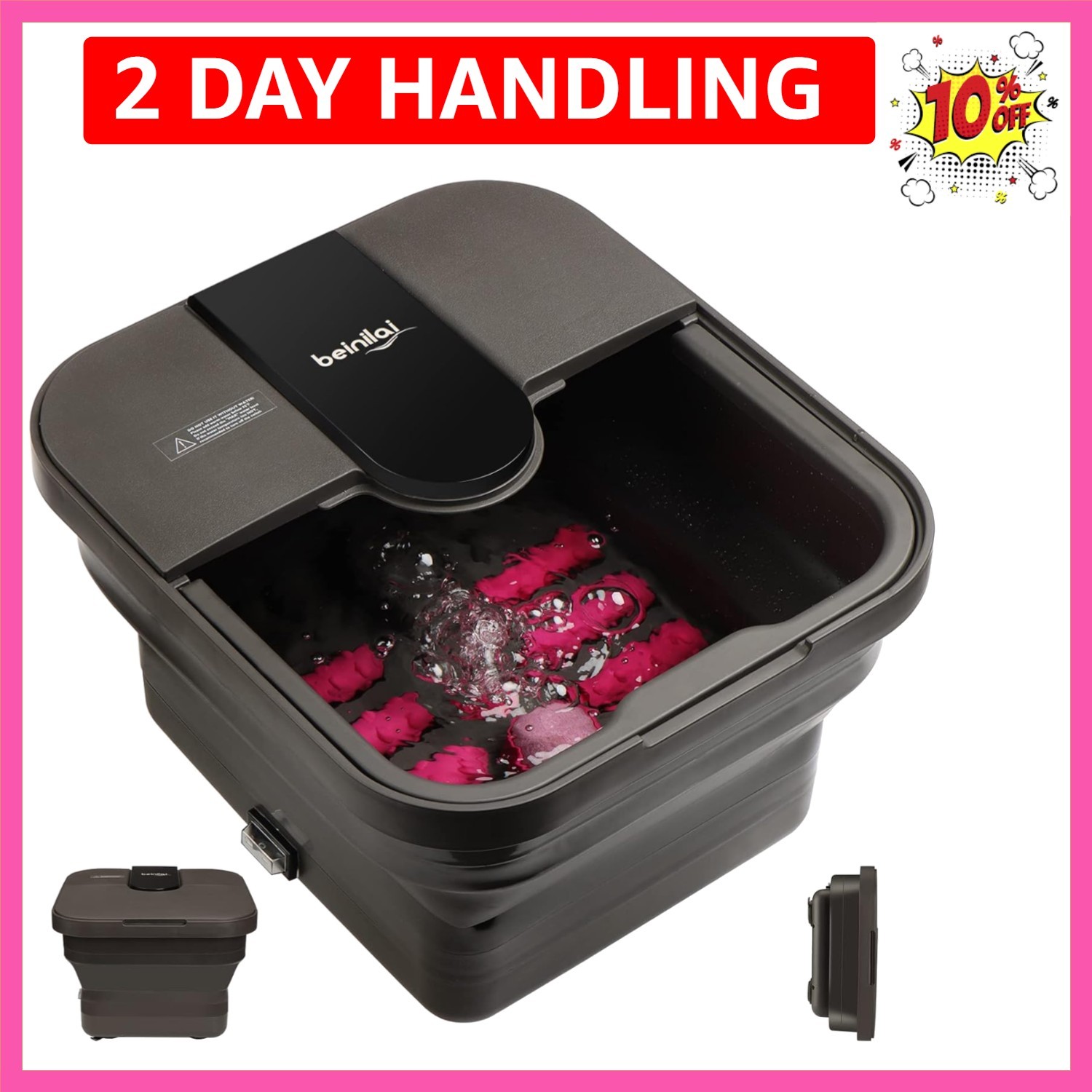 X Large Feet, Foot Spa Bath Massager Heat Soaker Massage Bubble Roller Deep Soak