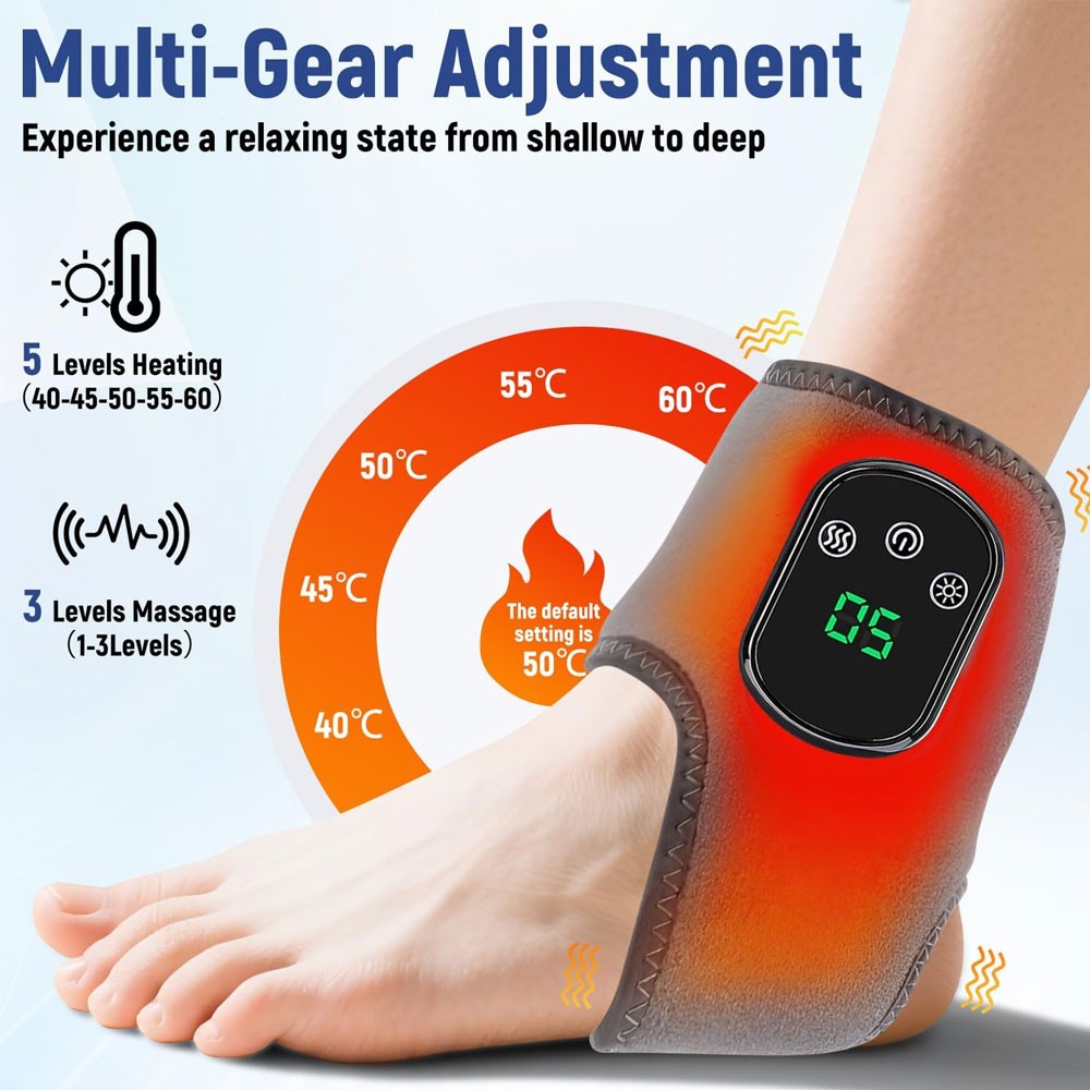 Electric Foot Ankle Vibration Massager Pain Relief infrared Hot Compress Therapy