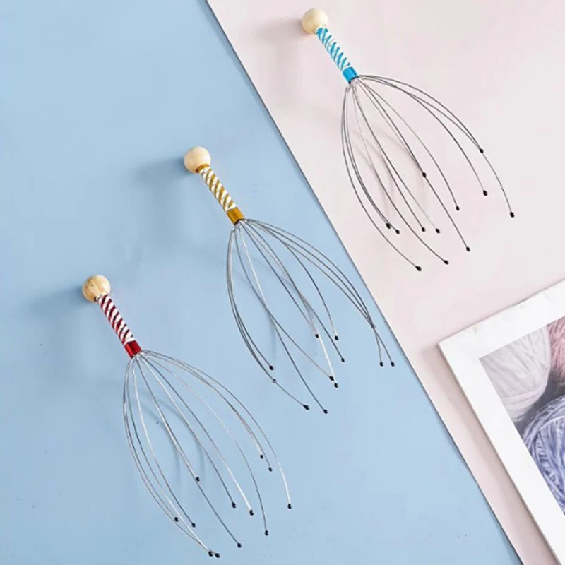 1PC Octopus Head Massager Stainless Steel Engraved Head Relaxer Brain Massage