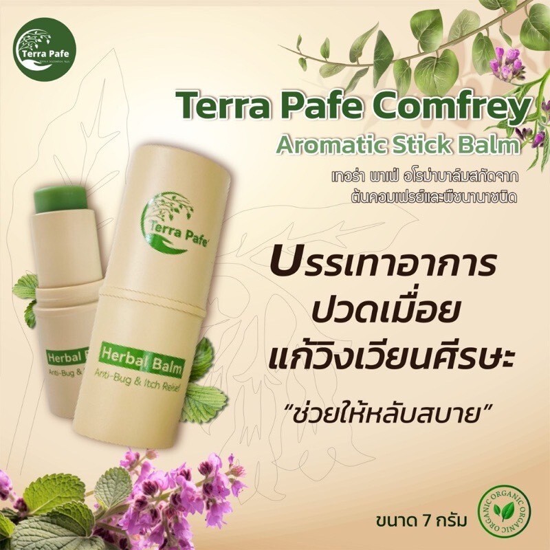 Terra Pafe Comfrey Aromatic Stick Balm Green gel balm from comfrey extract