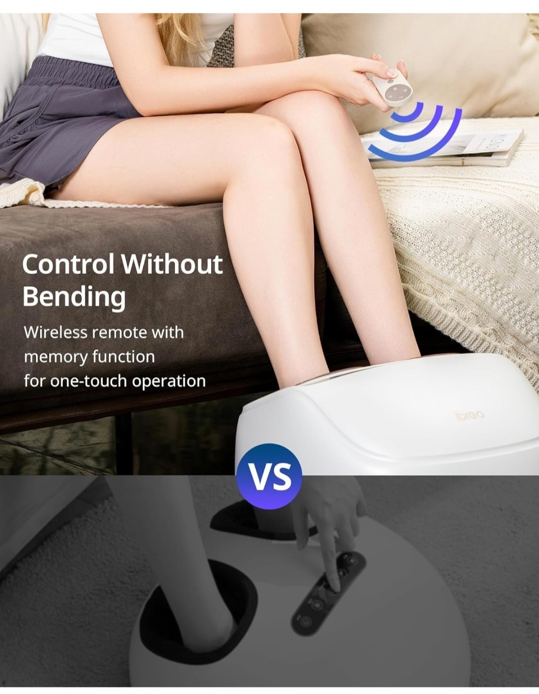 Ibreo Shiatsu Foot Massager Machine with Heat Electric Massage, wireless Remote