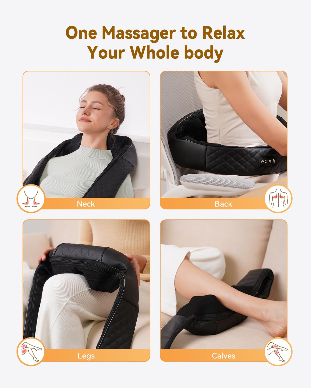 Shiatsu Neck and Back Massager with Heat, Neck and Shoulder Massager, 4D Deep Ti