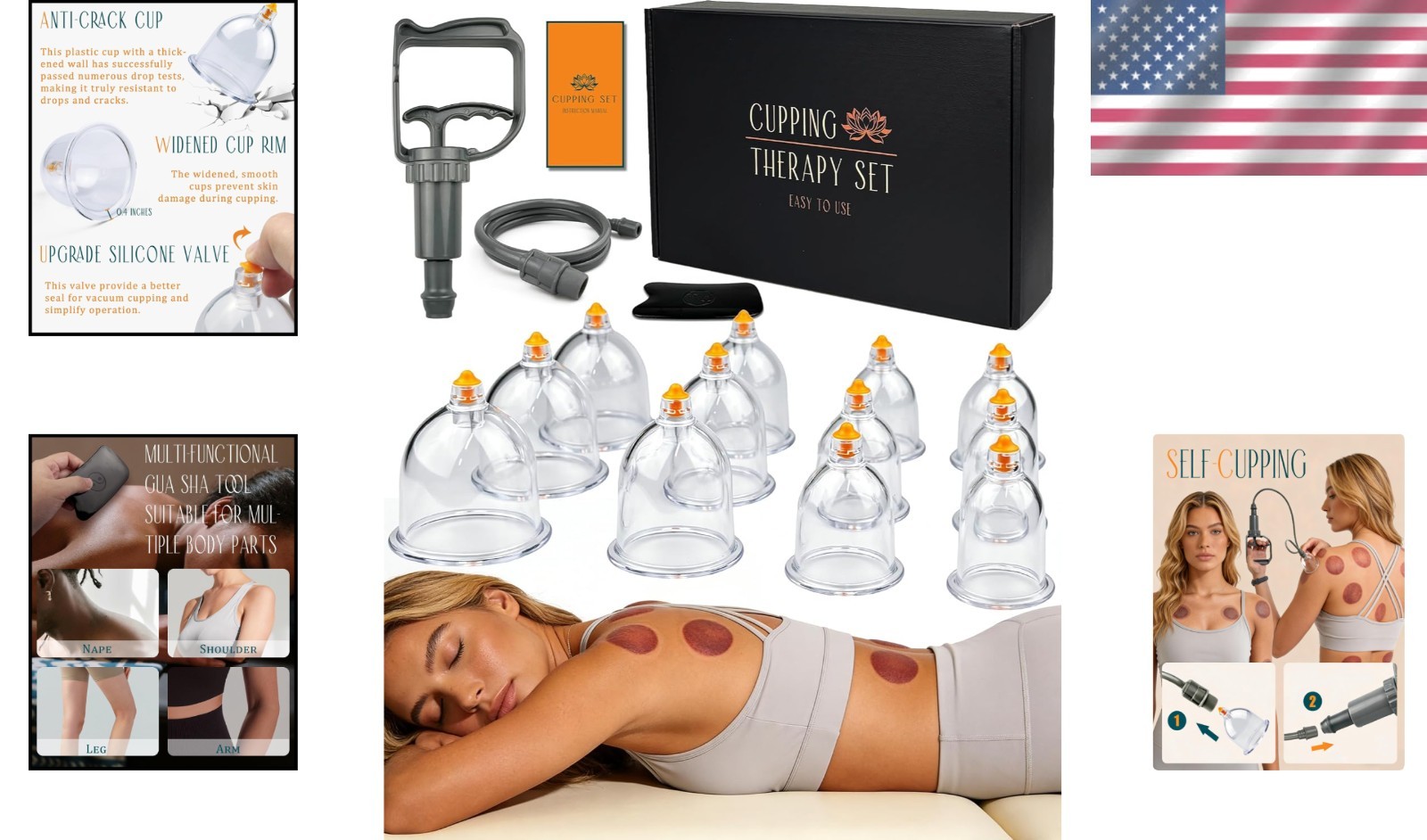 Cupping Therapy Massage Kit w Pump 12 Cups for Cellulite Muscle