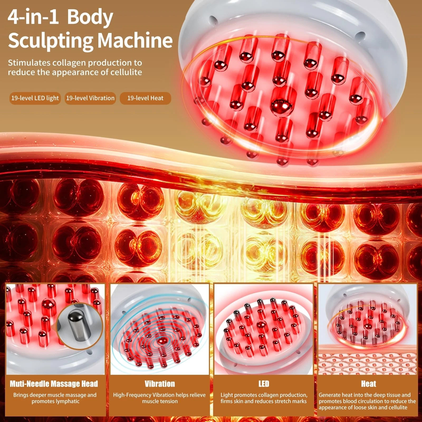 lemonforts Lymphatic Drainage Massager – Portable Cellulite Massage 19 levels