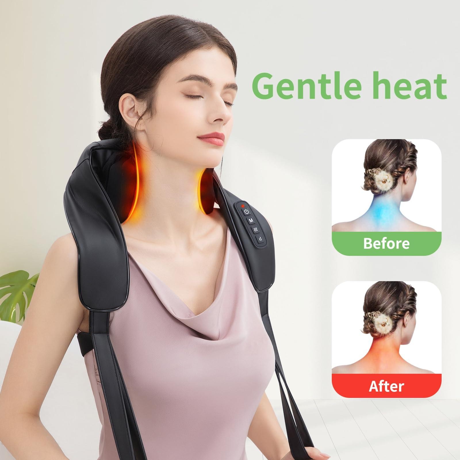 MASGRE Shiatsu Neck and Back Massager with Heat, Upgraded 2600mAh Cordless Shoul