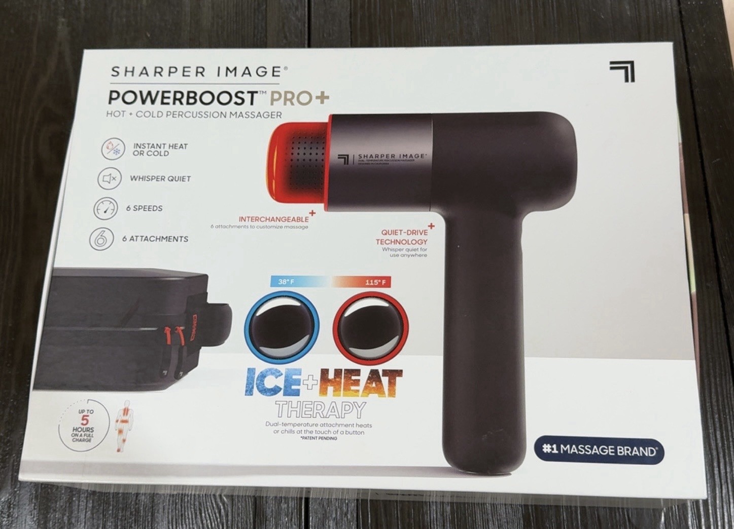Sharper Image – Powerboost Pro+ Hot and Cold Percussion Massager – Black