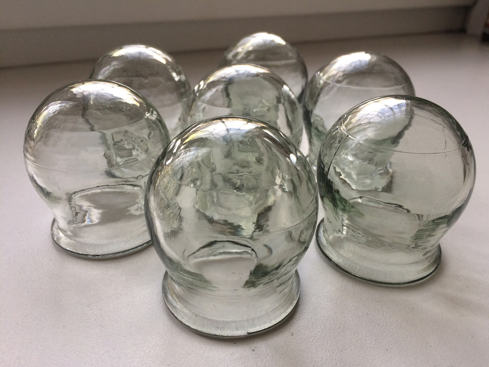 Set of 7 massage cups, vintage USSR, Therapy, medical, Glass jar, thick glass,