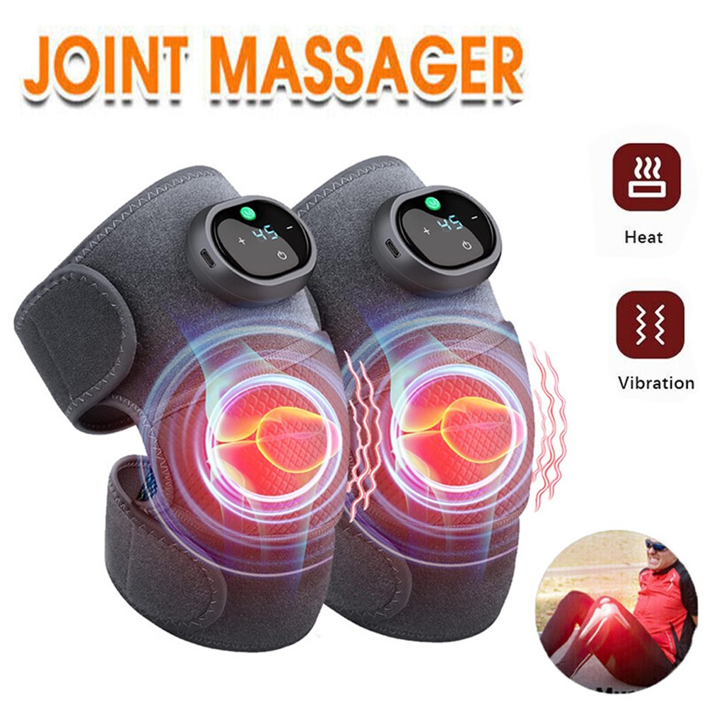 Electric Heating Vibration Knee Joint Pad Brace Leg Therapy Massager Pain Relief