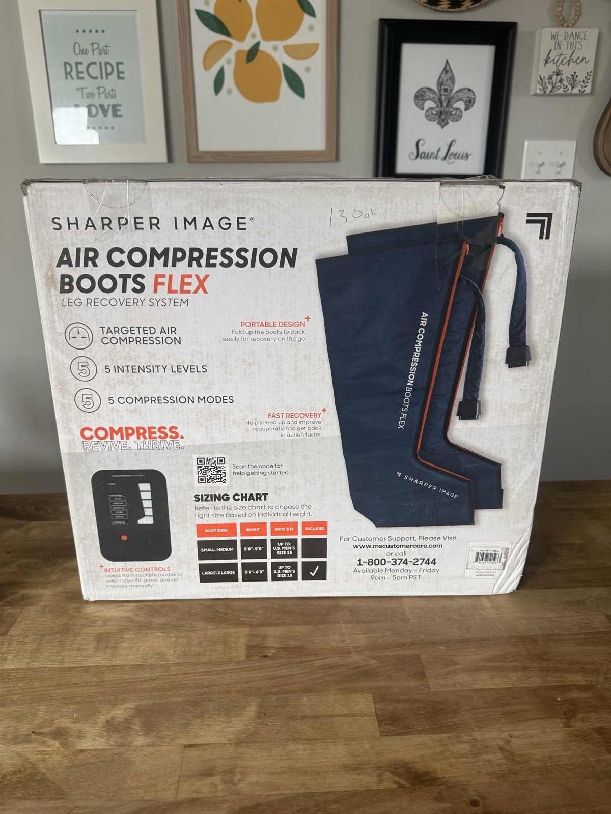 Large Size Sharper Image Flex Air Compression Boots Leg Massager No Box